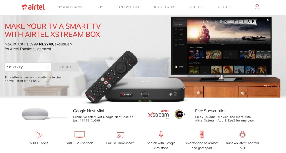 Airtel Thanks Promotion Offers Discounted Google Nest Mini to Xstream Box Buyers: All You Need to Know
